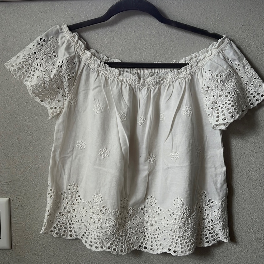 Off the shoulder white top